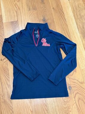 Ole Miss half zip navy pullover youth medium
